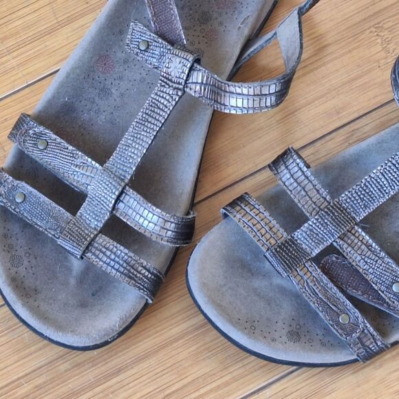 Taos Trophy Leather Supportive Sandals 7 Bronze Metallic - Picture 2 of 16